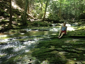 Abigail at the lower swimming hole - the water level was way down on this trip